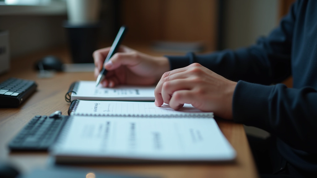 Cilvēks raksta sarežģītu paroli uz papīra, blakus ir paroļu pārvaldnieka ikona