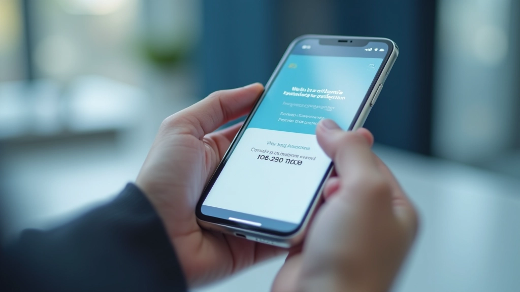 Viedtālrunis ar bankas lietotni uz ekrāna, drošības pieņemšanas paziņojums redzams